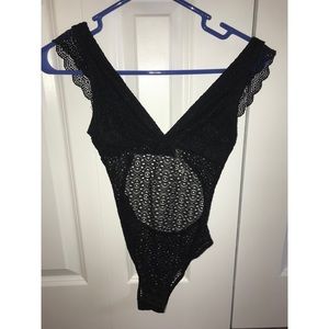 Black lace body suit